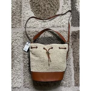NWT Lauren Ralph Lauren Andie Straw Bag Natural Tan Tote Purse Rare